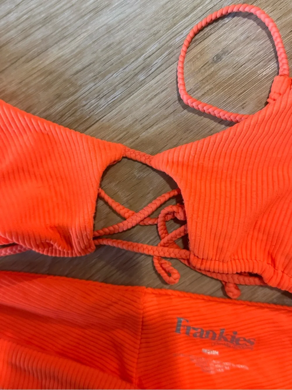 Frankie's Bikinis Neon Orange Ribbed Two-Piece Swimsuit